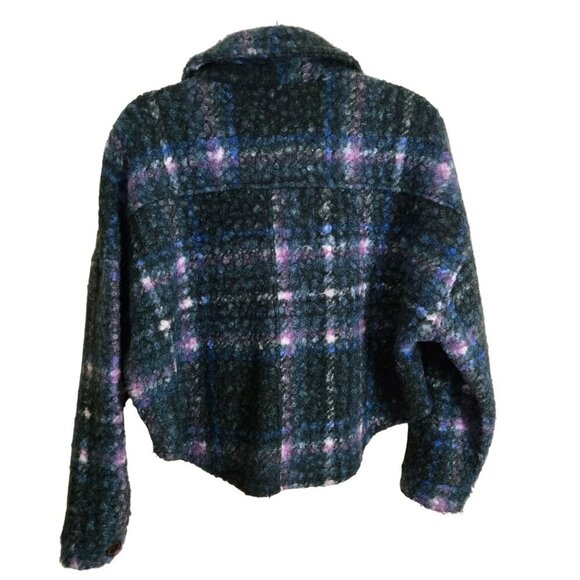 Arula Cropped Cozy Plaid Faux Sherpa Jacket Size 1X - Picture 2 of 6